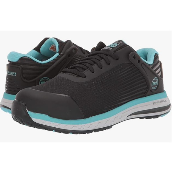 TIMBERLAND Women's PRO Work Sneaker US 6.5 Black Blue Drivetrain Comp-Toe SR NIB - Picture 1 of 10